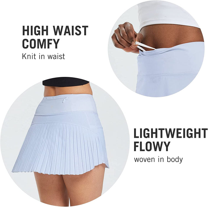 BALEAF Women's Pleated Tennis Skirts High Waisted Lightweight Athletic Golf Skorts Skirts with Shorts Pockets