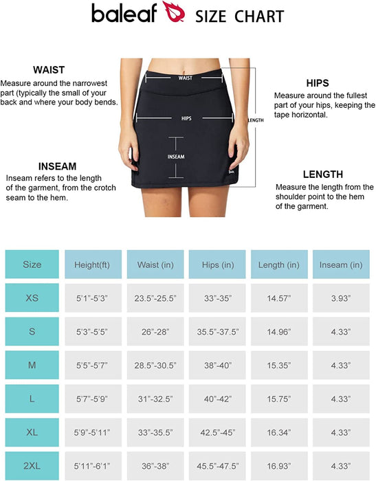 BALEAF Women's Golf Skirt Athletic with Shorts Pockets