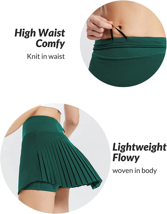 BALEAF Women's Pleated Tennis Skirts High Waisted Lightweight Athletic Golf Skorts Skirts with Shorts Pockets