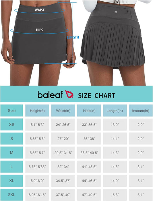 BALEAF Women's Pleated Tennis Skirts High Waisted Lightweight Athletic Golf Skorts Skirts with Shorts Pockets