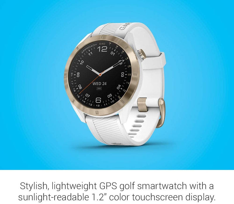 Garmin Approach S40, Stylish GPS Golf Smartwatch, Lightweight with Touchscreen Display, Black