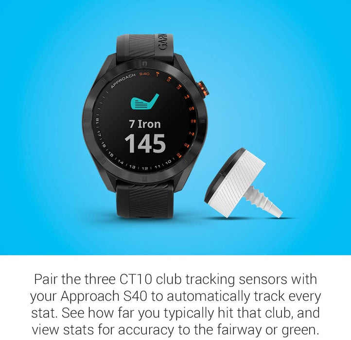 Garmin Approach S40, Stylish GPS Golf Smartwatch, Lightweight with Touchscreen Display, Black