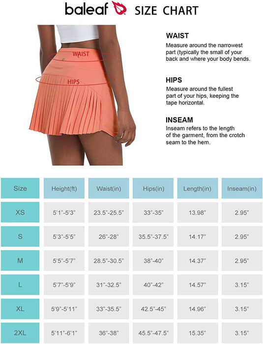 BALEAF Women's Pleated Tennis Skirts High Waisted Lightweight Athletic Golf Skorts Skirts with Shorts Pockets