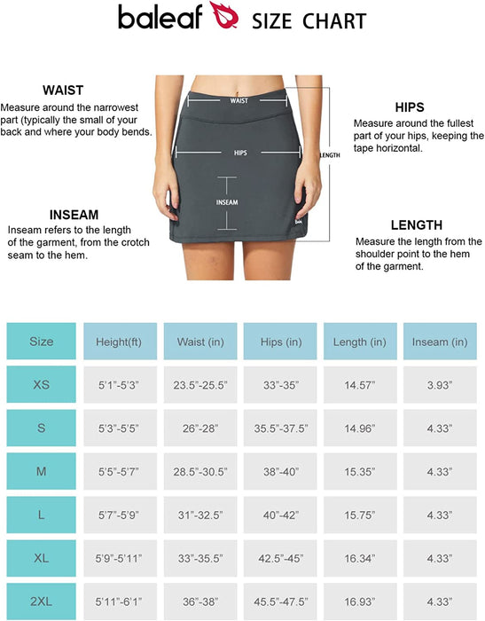 BALEAF Women's Golf Skirt Athletic with Shorts Pockets