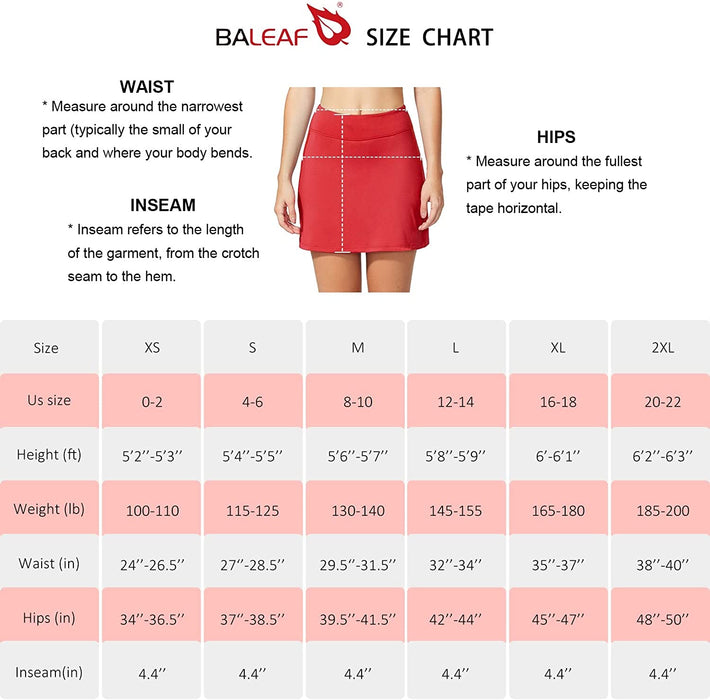 BALEAF Women's Golf Skirt Athletic with Shorts Pockets