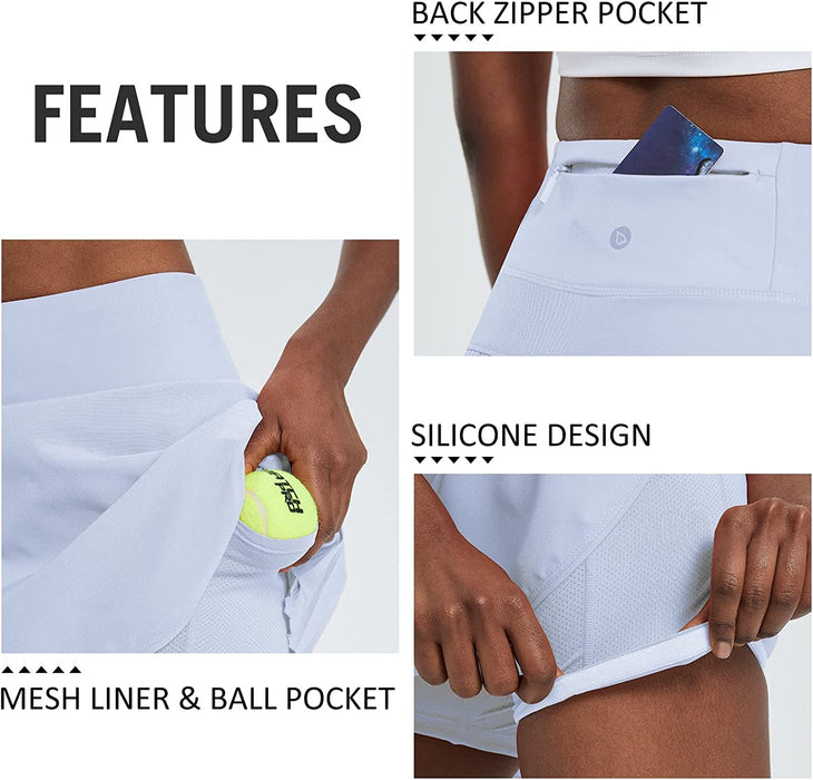 BALEAF Women's Pleated Tennis Skirts High Waisted Lightweight Athletic Golf Skorts Skirts with Shorts Pockets
