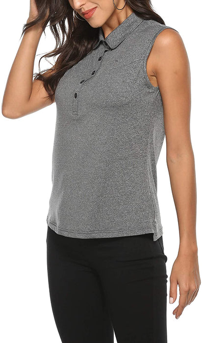AjezMax Women's Golf Sleeveless Polo Quick-Drying Sports Shirts