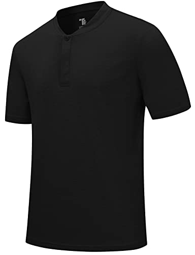 Rdruko Men's Collarless Golf Shirts Henley Dry Fit Athletic Lightweight Performance Casual Blade Polo T Shirts Short Sleeve