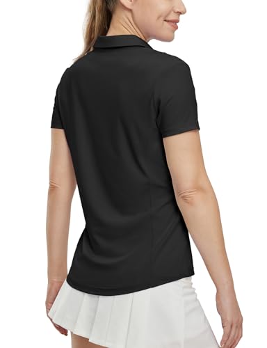 BGOWATU Women's Short Sleeve Golf Tennis Polo Shirts V Neck Collared Workout Tops UV Protection Dry Fit