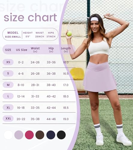 Womens Tennis Skirt with Pockets Shorts Crossover Golf Skorts Side Split Athletic Skirts Mini Skort Workout