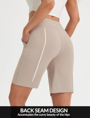 baleaf 9" Women's Bermuda Shorts Knee Length High Waisted Long Shorts with Pockets Golf Walking Athletic Running Casual