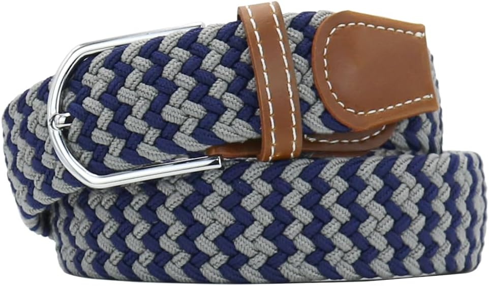 Multicolored Elastic Woven Golf Belts Casual Braided Stretch Belt for Men and Women