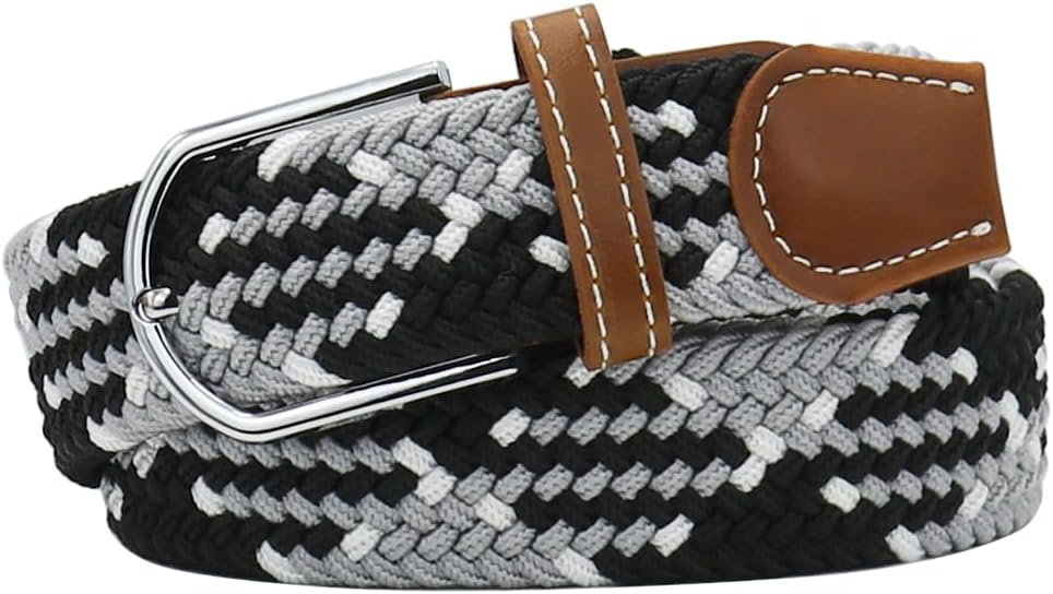 Multicolored Elastic Woven Golf Belts Casual Braided Stretch Belt for Men and Women
