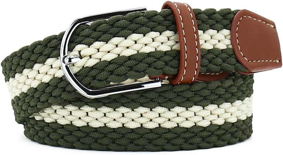 Multicolored Elastic Woven Golf Belts Casual Braided Stretch Belt for Men and Women