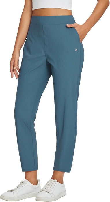 baleaf Womens Travel Pants Lightweight Stretch with Zipper Pockets Petite Ankle Dressy Golf Work Business Casual Slacks