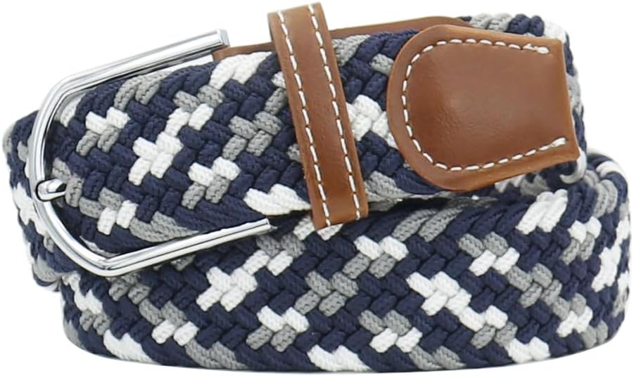 Multicolored Elastic Woven Golf Belts Casual Braided Stretch Belt for Men and Women