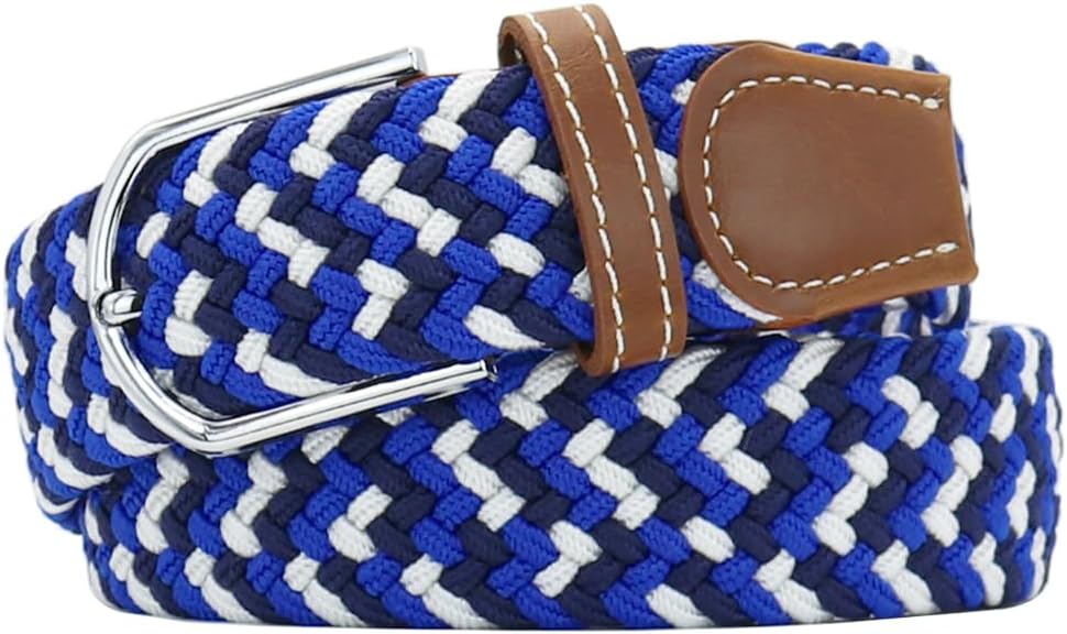 Multicolored Elastic Woven Golf Belts Casual Braided Stretch Belt for Men and Women