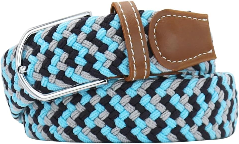 Multicolored Elastic Woven Golf Belts Casual Braided Stretch Belt for Men and Women
