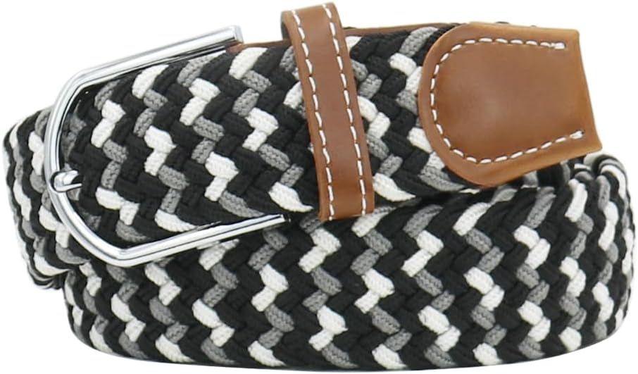 Multicolored Elastic Woven Golf Belts Casual Braided Stretch Belt for Men and Women