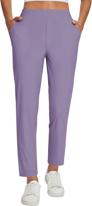 baleaf Womens Travel Pants Lightweight Stretch with Zipper Pockets Petite Ankle Dressy Golf Work Business Casual Slacks