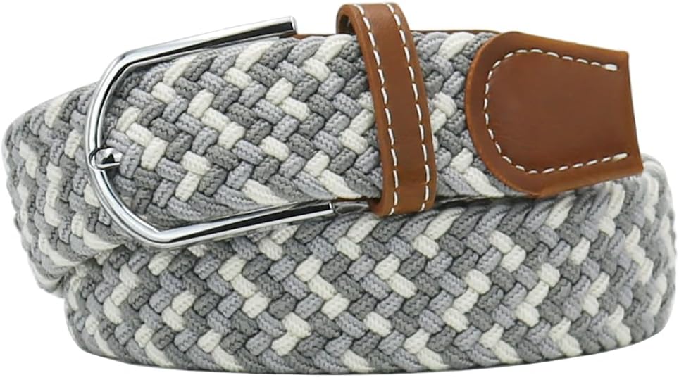 Multicolored Elastic Woven Golf Belts Casual Braided Stretch Belt for Men and Women