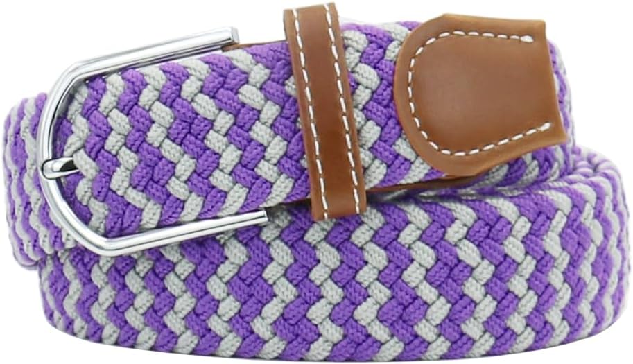 Multicolored Elastic Woven Golf Belts Casual Braided Stretch Belt for Men and Women