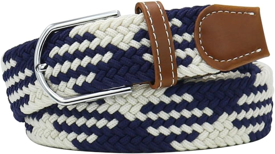 Multicolored Elastic Woven Golf Belts Casual Braided Stretch Belt for Men and Women
