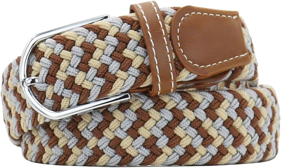 Multicolored Elastic Woven Golf Belts Casual Braided Stretch Belt for Men and Women