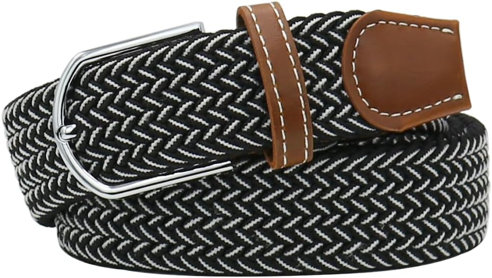 Multicolored Elastic Woven Golf Belts Casual Braided Stretch Belt for Men and Women