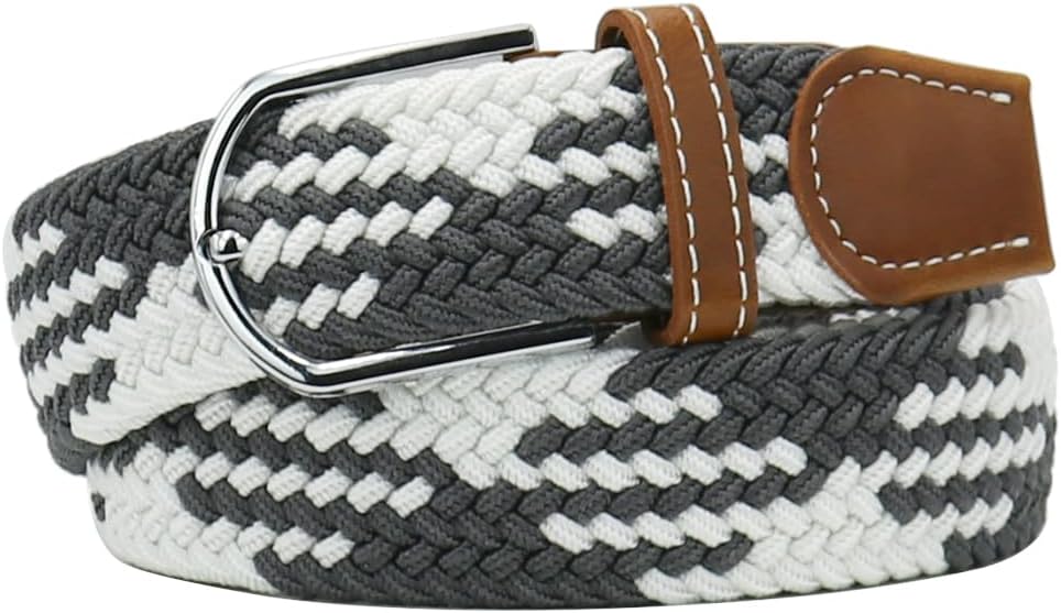 Multicolored Elastic Woven Golf Belts Casual Braided Stretch Belt for Men and Women