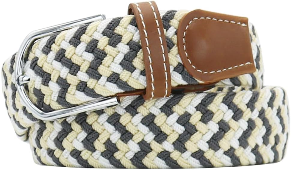 Multicolored Elastic Woven Golf Belts Casual Braided Stretch Belt for Men and Women