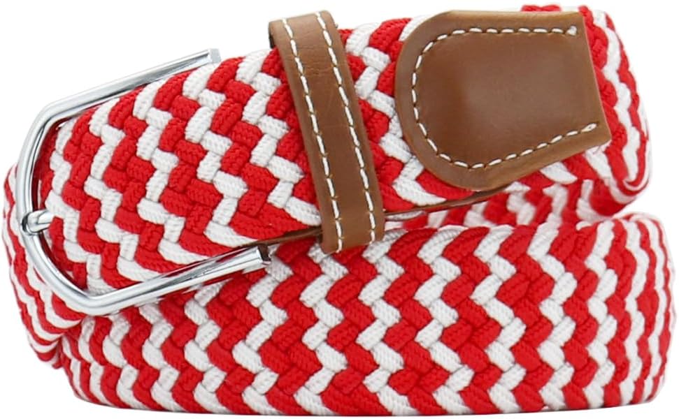 Multicolored Elastic Woven Golf Belts Casual Braided Stretch Belt for Men and Women