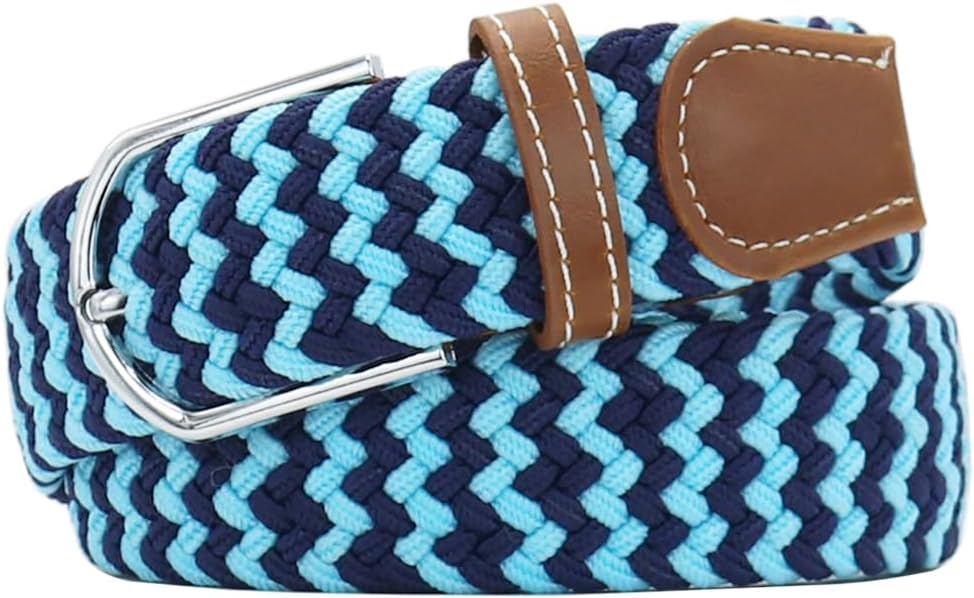 Multicolored Elastic Woven Golf Belts Casual Braided Stretch Belt for Men and Women