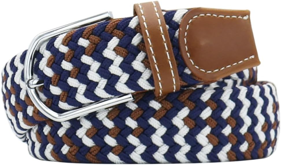 Multicolored Elastic Woven Golf Belts Casual Braided Stretch Belt for Men and Women