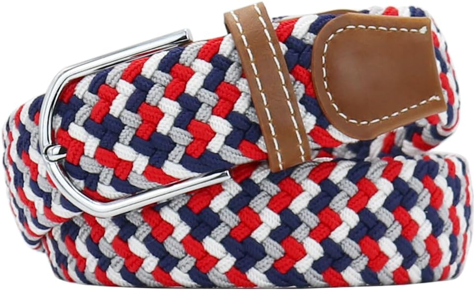 Multicolored Elastic Woven Golf Belts Casual Braided Stretch Belt for Men and Women