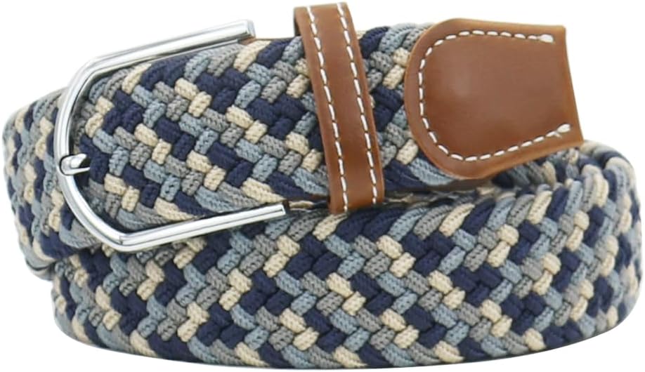 Multicolored Elastic Woven Golf Belts Casual Braided Stretch Belt for Men and Women