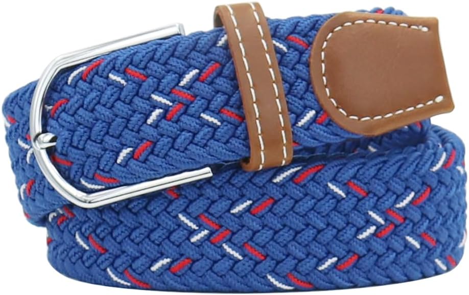 Multicolored Elastic Woven Golf Belts Casual Braided Stretch Belt for Men and Women