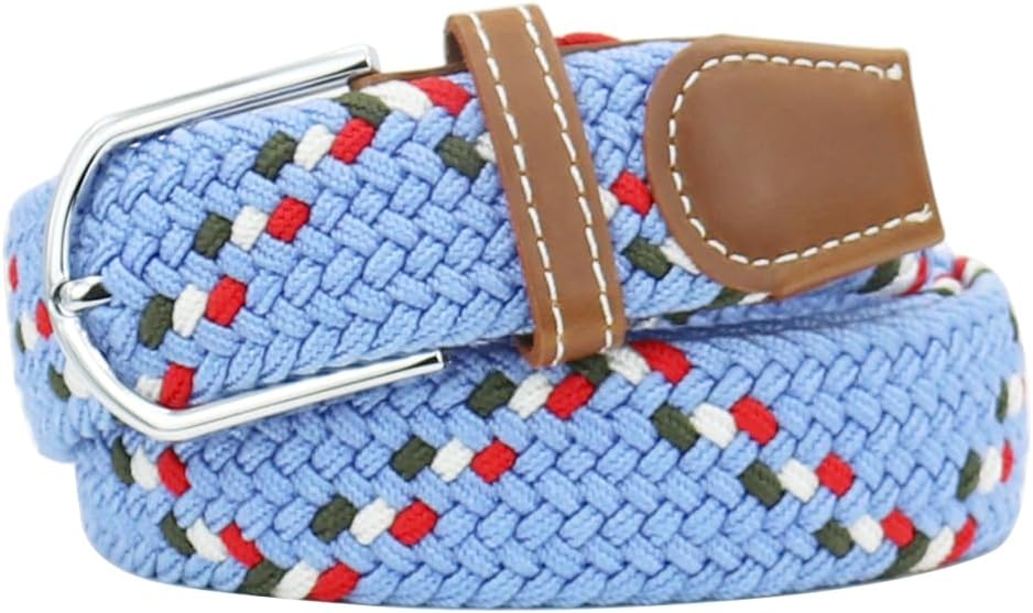 Multicolored Elastic Woven Golf Belts Casual Braided Stretch Belt for Men and Women