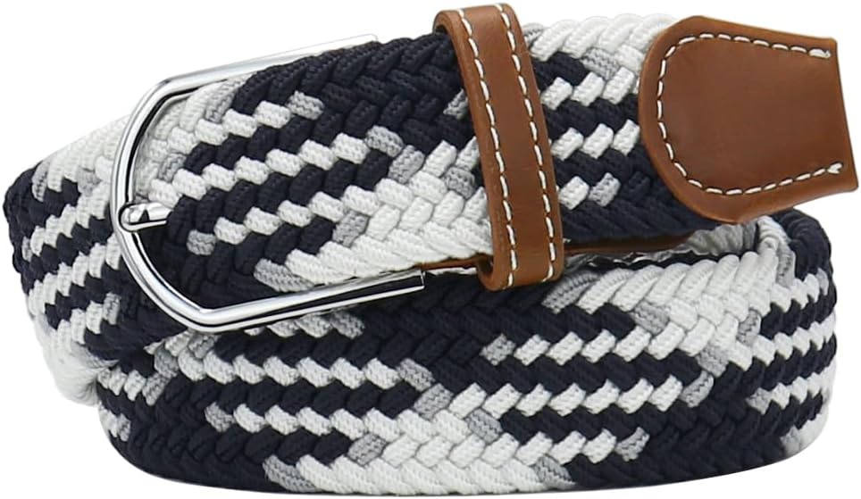 Multicolored Elastic Woven Golf Belts Casual Braided Stretch Belt for Men and Women