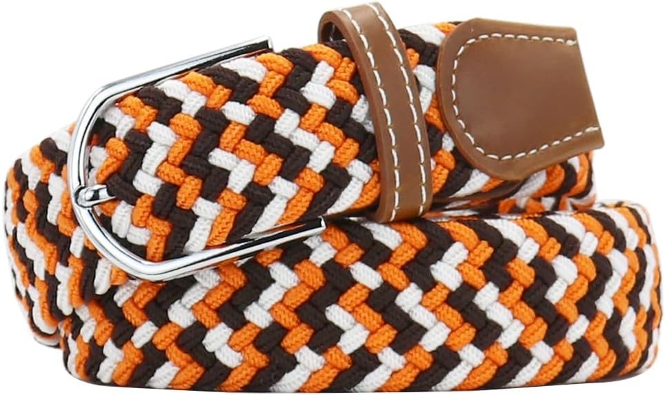 Multicolored Elastic Woven Golf Belts Casual Braided Stretch Belt for Men and Women