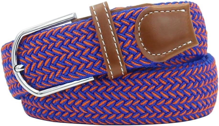 Multicolored Elastic Woven Golf Belts Casual Braided Stretch Belt for Men and Women