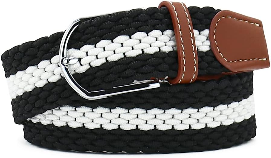Multicolored Elastic Woven Golf Belts Casual Braided Stretch Belt for Men and Women