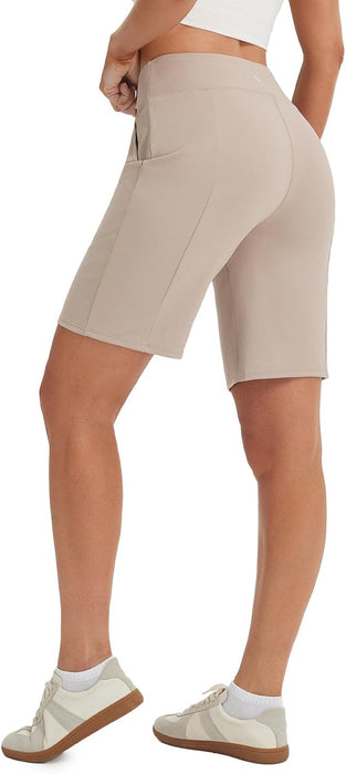 baleaf 9" Women's Bermuda Shorts Knee Length High Waisted Long Shorts with Pockets Golf Walking Athletic Running Casual