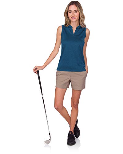 Three Sixty Six Womens Quick Dry Polo Shirt - Sleeveless and Collarless Golf Shirts w/ 4-Way Stretch Fabric and UV Protection