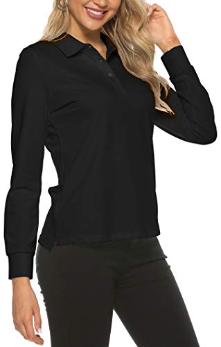 AjezMax Womens Long Sleeve Polo Shirt