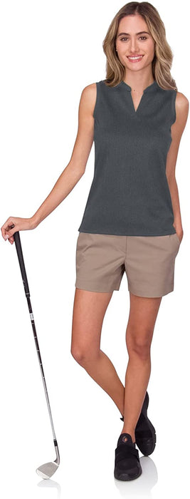 Three Sixty Six Womens Quick Dry Polo Shirt - Sleeveless and Collarless Golf Shirts w/ 4-Way Stretch Fabric and UV Protection