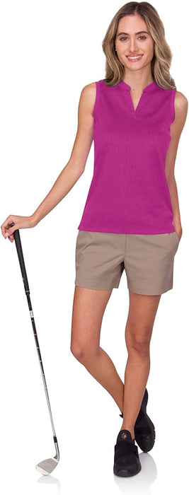 Three Sixty Six Womens Quick Dry Polo Shirt - Sleeveless and Collarless Golf Shirts w/ 4-Way Stretch Fabric and UV Protection