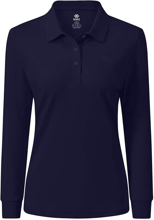 AjezMax Womens Long Sleeve Polo Shirt