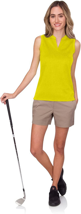 Three Sixty Six Womens Quick Dry Polo Shirt - Sleeveless and Collarless Golf Shirts w/ 4-Way Stretch Fabric and UV Protection