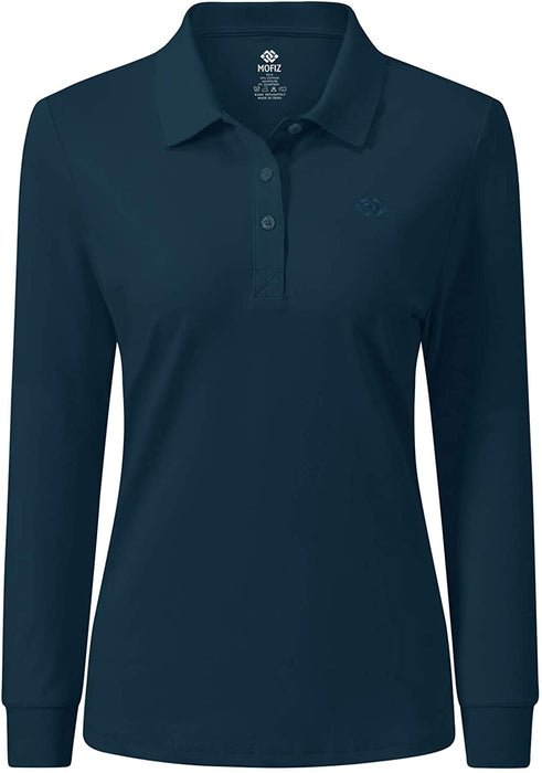 AjezMax Womens Long Sleeve Polo Shirt